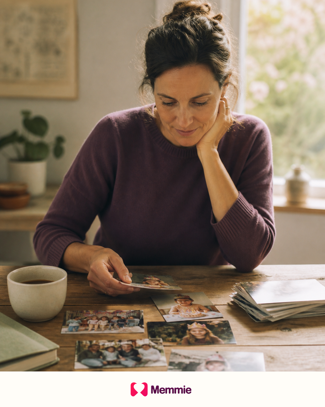 A parent selecting photographs from one family event.