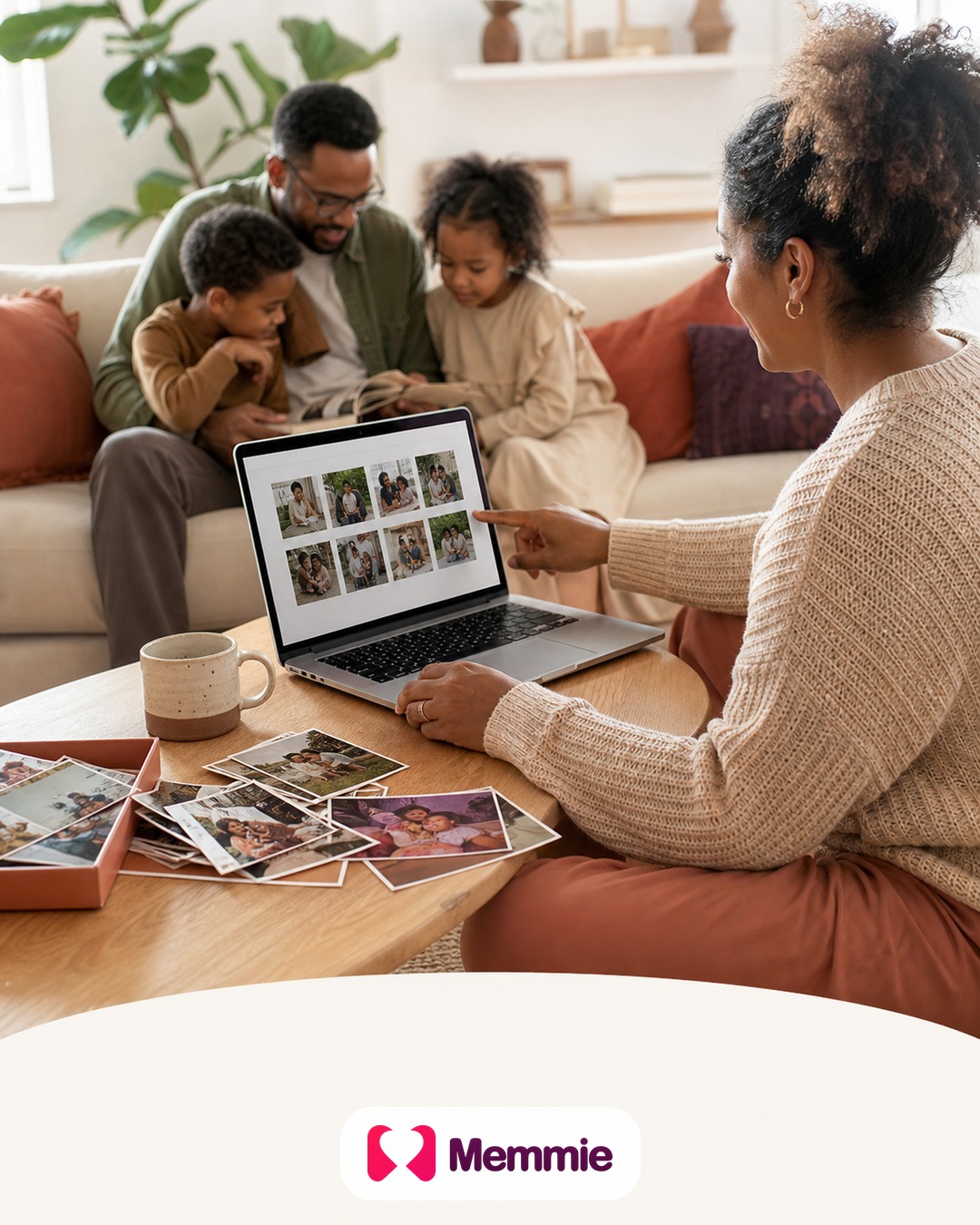 Family photographs being organised into events and timelines