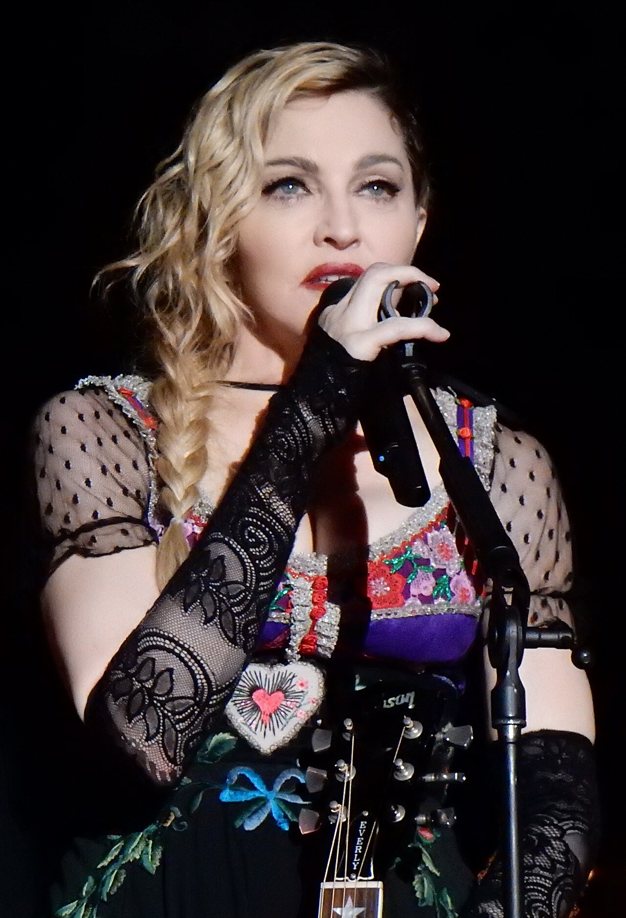 Madonna performing on the Rebel Heart Tour