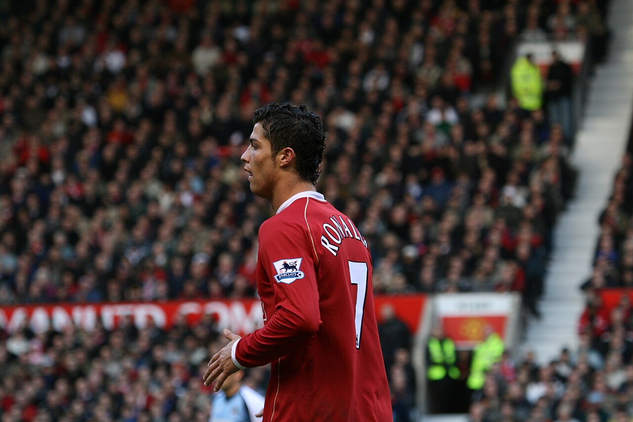 Cristiano Ronaldo playing for Manchester United