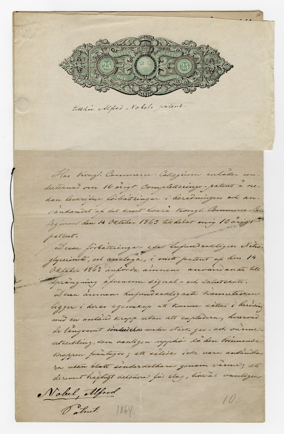 First blasting-oil patent