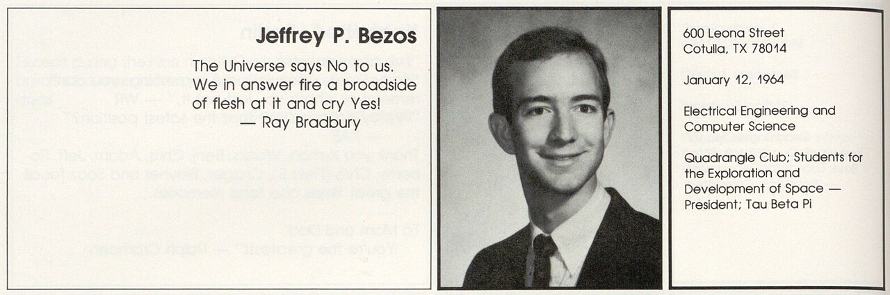 Jeff Bezos as a Princeton graduate