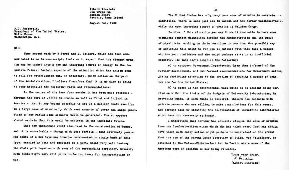 Letter to Roosevelt