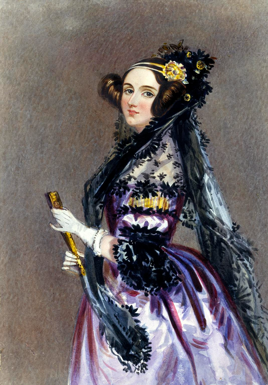 Ada Lovelace in a watercolour portrait